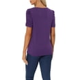thumbnail image 3 of INSPIRE CHIC Puff Sleeve Top for Women's Solid Knitted Square Neck Pleated Casual Tops Purple XS, 3 of 5