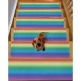 thumbnail image 2 of Rainbow Colored, Stair Treads for Wooden Steps Indoor Runner Rug Carpet, Abstract Ombre Red Green Blue Purple Art 10 Pieces Peel and Stick Staircase Step Treads Covers Washable Door Mats 30"x8", 2 of 5