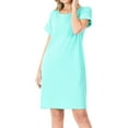 thumbnail image 3 of Women & Plus Round Neck Rolled Sleeve Knee Length Tunic Shirt Dress with Pockets, 3 of 4