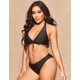 thumbnail image 3 of Traje de baño de 3 piezas para mujer Traje de baño Estampado floral con cordones Halter Top Bikini con pantalones cortos Rosa grande, 3 of 5