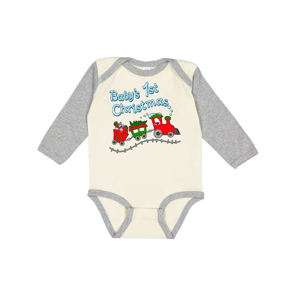 Inktastic Baby's 1st Christmas Train with Presents and Tree Boys or Girls Long Sleeve Baby Bodysuit