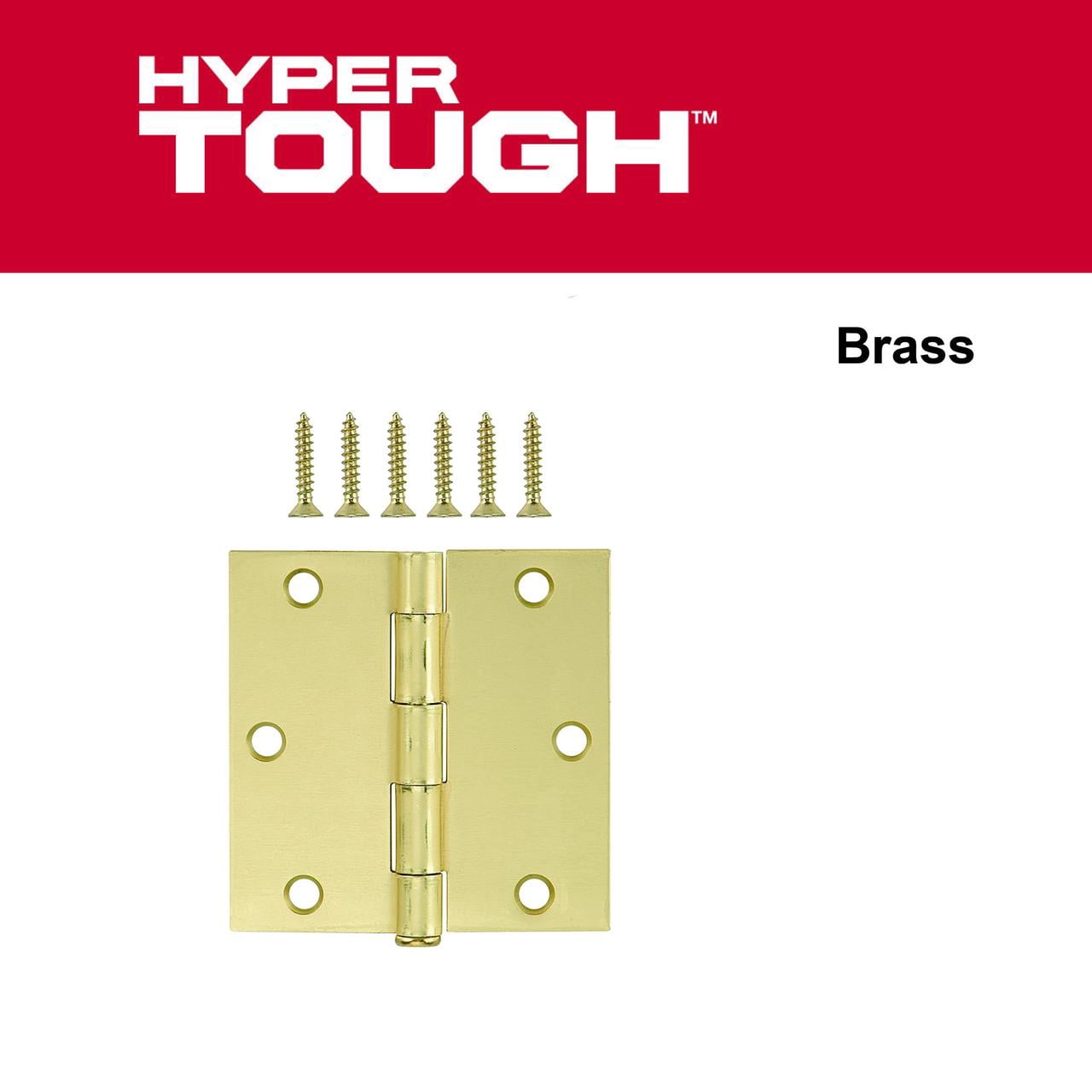 Hyper Tough 3-1/2 in. Square Corner Steel Door Hinge, Brass Finish