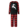 thumbnail image 4 of KelaJuan Matching Family 2PCS Pajamas Set, Cute Elk Print Raglan Plaid Long Sleeves Crew Neck Tops Elasticated Trousers Sleepwear, 4 of 6