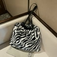 thumbnail image 3 of Bolso de hombro de felpa con estampado de animales vintage, bolso grande para mujer (cebra), 3 of 5