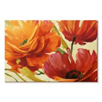 Elephant Stock Flamboyant Flowers Wall Art - Horizontal Canvas Wall Art - Living Room Wall Decor - Floral And Botanical Canvas - Orange And Brown Decor By Lisa Audit - 12" x 8"