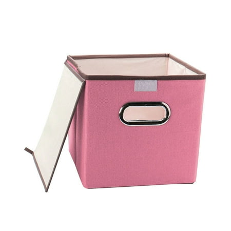 Foldable Storage Cube Bins Fabric Laundry Baskets Toy Box Organizers Pink