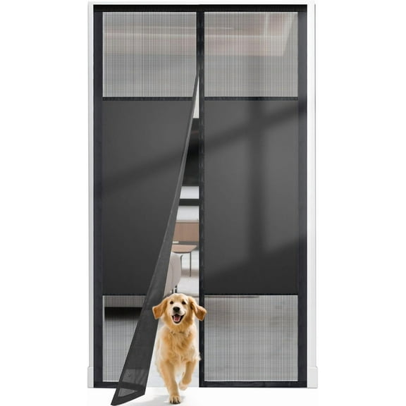 Magnetic Screen Door with Privacy Protection, PET Mesh Screen Fit for Door Size 32x80 Inch, Pet Friendly Screen Curatin for Doorway to Keeps Bugs Out