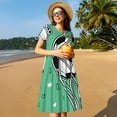 thumbnail image 4 of Naloa BALL INSIDE THE NET GOAL Print Womens Summer A-Line Dress with Pockets,Short Sleeve Dresses,Flowy Beach Swing Dress for Vacation Travel, 4 of 6