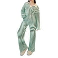 thumbnail image 5 of Women's Two-Piece Outfit, Knitted Casual Set, Comfortable Sportswear Set, Wide-Leg Jogging Tracksuit for Athletic and Leisure Wear,Green,S, 5 of 6