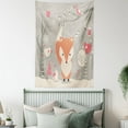 thumbnail image 4 of Forest Friends Tapestry, Cute Abstract Winter Graphic with Fox and Botanical Items, Wall Hanging for Bedroom Living Room Dorm Decor, 40W X 60L Inches, Dust Salmon Coral Champagne, by Ambesonne, 4 of 5