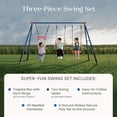 thumbnail image 4 of Delta Children FunZone Outdoor Metal 3-Piece Swing Set - Includes 2 Swings and 1 Trapeze Bar, Blue/Red, 4 of 15