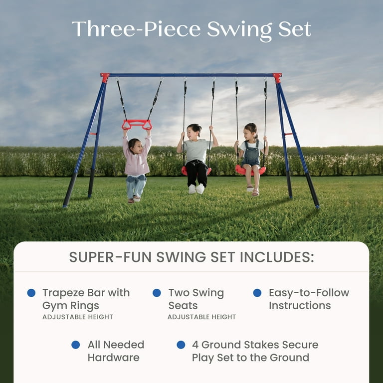 【新品未使用】 Play Ground DELTA | BLK Delta Children FunZone Outdoor Metal 3-Piece Swing Set