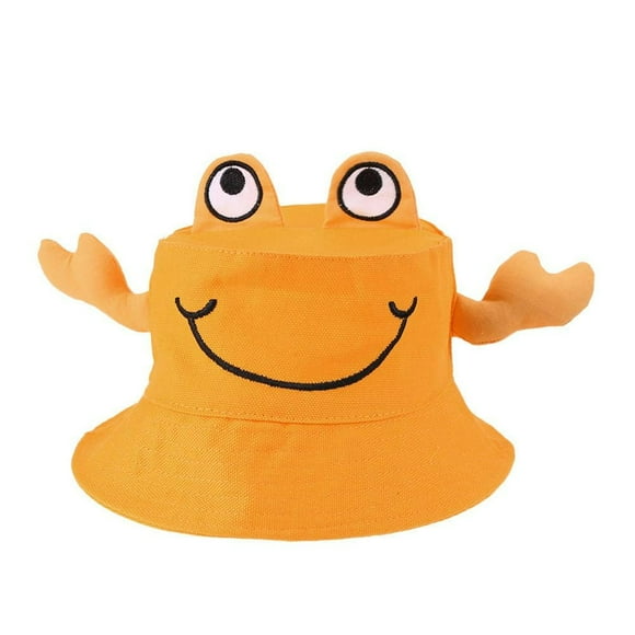 AMERTEER 3D Cartoon Crab Spring Solid Color Bucket Caps Girls Fisherman Hat (Yellow)