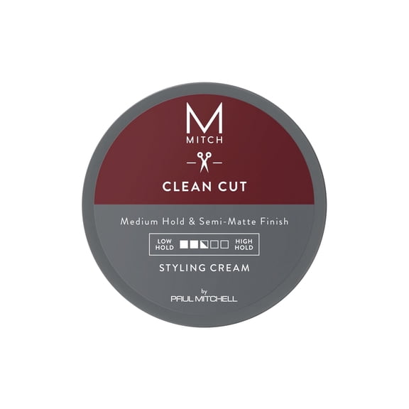 MITCH by Paul Mitchell Clean Cut Styling Cream for Men, Medium Hold, Semi-Matte Finish, For All Hair Types Short to Medium Hair, 3 oz.