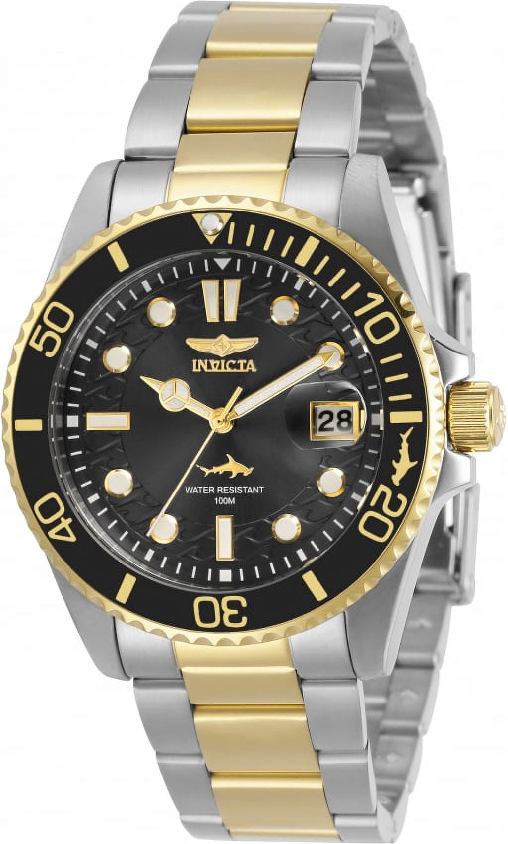 Invicta Pro Diver Chronograph, Black Dial, Two-tone Men's Watch