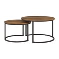 thumbnail image 1 of Tables basses gigognes d'intérieur CorLiving Fort Worth en bois d'ingénierie marron avec base en acier, 1 of 6