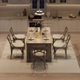thumbnail image 3 of Sturdy Rustic Farmhouse Dining Table for 4-6 – 63 Inch Rectangular Wood Kitchen & Dining Room Table – 1.18" Thick Top, 4.53" Reinforced Legs, 300 lbs Capacity, Easy Assembly – Ideal for Small Spaces, 3 of 8