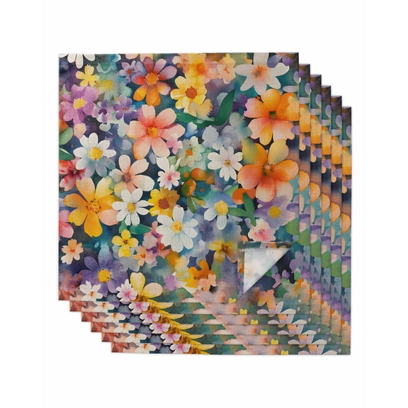 nqOlkjepod Retro Spring Wildflowers Cloth Napkins Set of 6 Reusable Dinner Napkins, Pastoral Floral Country Plants Cocktail Napkin Washable Table Napkins for Wedding/Party/Baby Shower 20"x20"