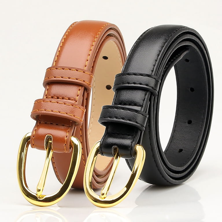 Skinny Leather Belt with Metal Turn Lock Buckle Ovekaut Women Skinny Leather Belt,Solid Color Alloy Turn  main image 3