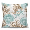 thumbnail image 2 of Green Coastal Seashells Throw Pillow Covers, Soft Pillowcases with Invisible Zipper, Nautical Brown Coral Starfish Decorative Square Pillow Cushion Covers for Living Room Couch Sofa Bed 20x20 Inches, 2 of 8