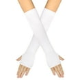 thumbnail image 2 of Hontri Gloves Mittens in Clearance, Women Winter Fingerless Gloves Thumb Holes for Half Finger Mittens Fingerless Stretchy Warm Long Gloves, Female White One Size, 2 of 8