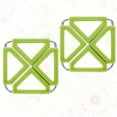 thumbnail image 3 of 2 Pcs Silicone & Stainless Steel Hot Pot Holder Trivet Mat Heat Resistant Non-slip Square Foldable Table Pad Bowl Mat Cup Coasters (Green), 3 of 9
