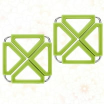 SOPOTUTU 2Pcs Foldable Hot Pot Holder Green Silicone Trivet Mat with Stainless Steel Frame