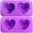 thumbnail image 2 of Moldes de jabón en forma de corazón con diseño de rosa, paquete de 2 moldes de silicona para hacer jabón, moldes de jabón hechos a mano con patrón de amor, suministros de manualidades para el día de S, 2 of 6