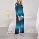 thumbnail image 3 of Balery Night Sky Moon Dolphin Conjunto de Pijama con Estampado para Mujer, Conjunto de Dos Piezas con Manga Larga, Ropa de Dormir Suave con Bolsillos, Pijamas Cómodos-Large, 3 of 7
