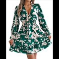thumbnail image 2 of Vestido de Verano de Tirantes Acampanado con Cuello en V y Mangas Largas para Mujer Verde M, 2 of 9