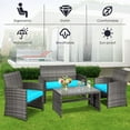 thumbnail image 6 of Costway 4PCS Patio Rattan Furniture Set Conversation Glass Table Top Cushioned Sofa, 6 of 10