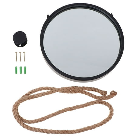 1Pc Vintage Round Hanging Wall Mirror with Decorative Frame for Home Decor