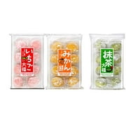 Japanese Mochi Fruits Daifuku (Rice Cake) CHOICE OF: Strawberry, Melon, Green Tea, Orange Flavors. (Strawberry+Orange+Green Tea)