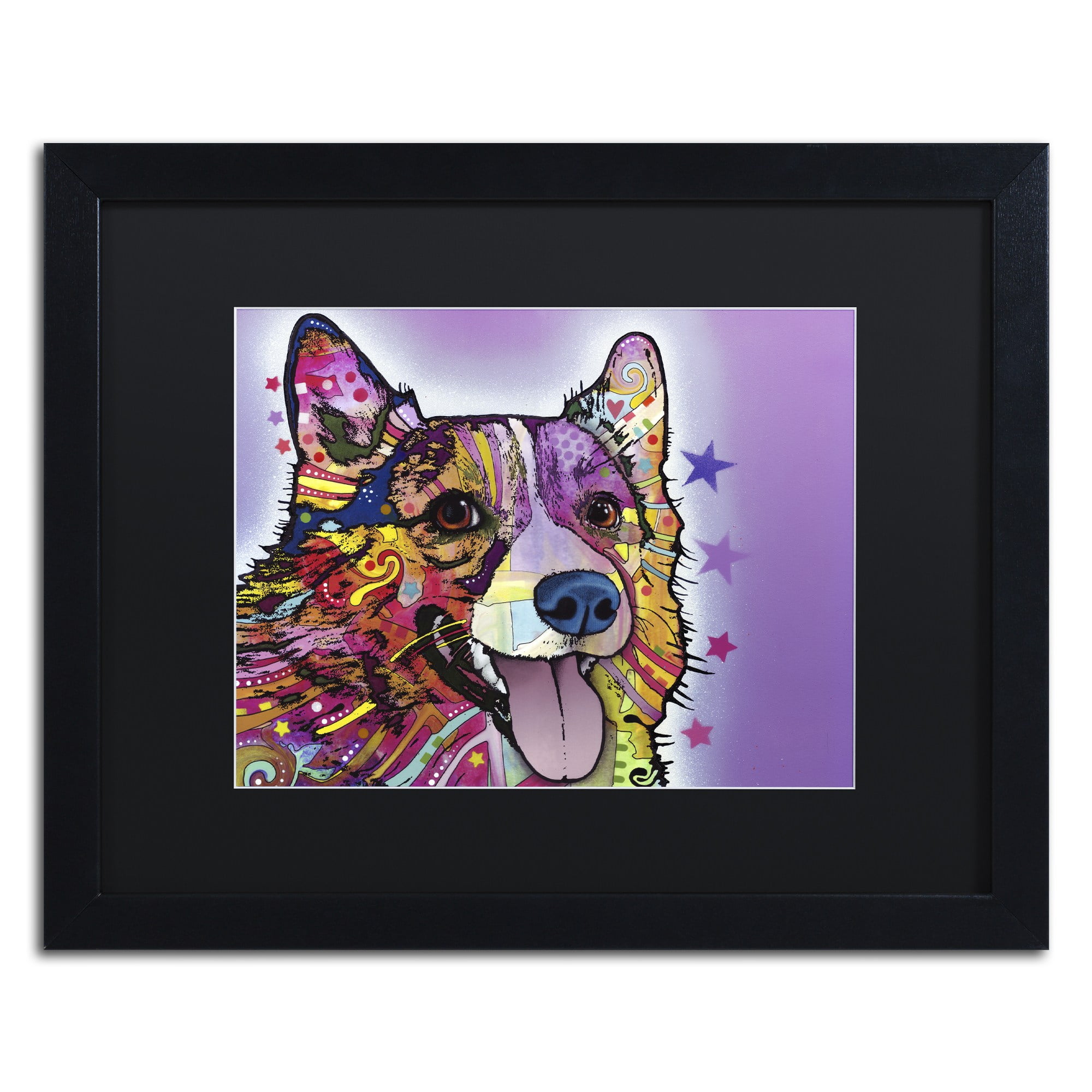 Trademark Fine Art "Corgi" Canvas Art by Dean Russo, Black Matte, Black Frame