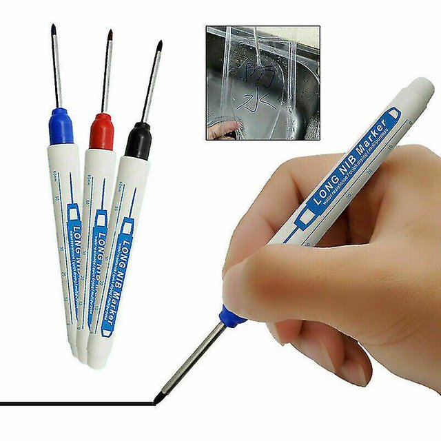 Rotulador de cabeza larga para decoración de carpintería, rotulador multiusos para agujeros profundos, 3 uds. kaili Sencillez