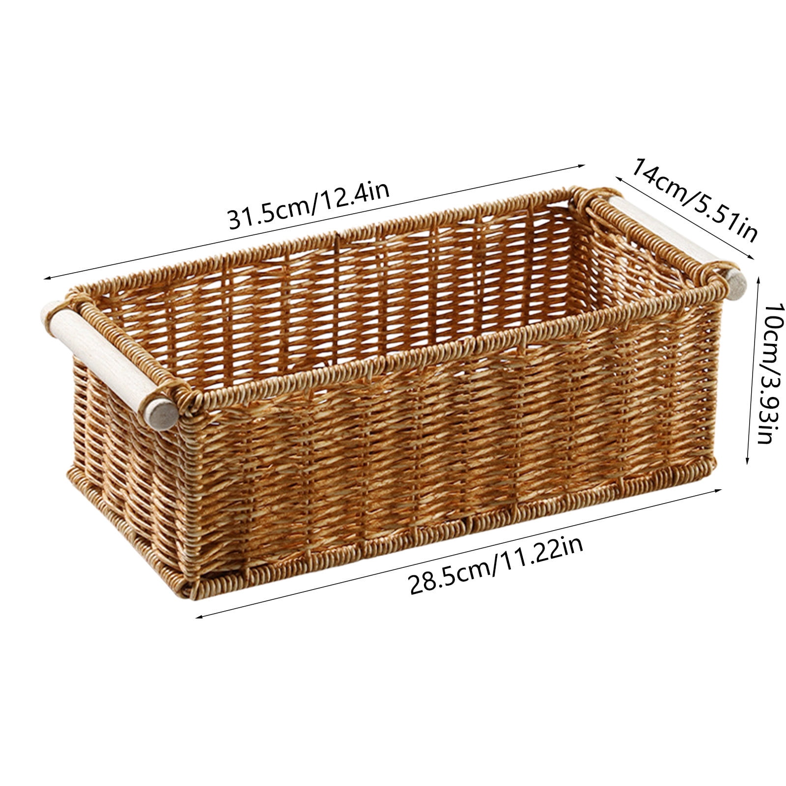 Hand Woven Seagrass Desktop Storage Basket with Handles for Bathroom Kitchen Home Office Counter Organizer for Toiletries Snacks Stationery Natural Rustic