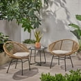 thumbnail image 1 of Christopher Knight Home Aleah Outdoor Woven Faux Rattan Chairs With Cushions (Set Of 2), Light Brown And Beige Finish, 1 of 6