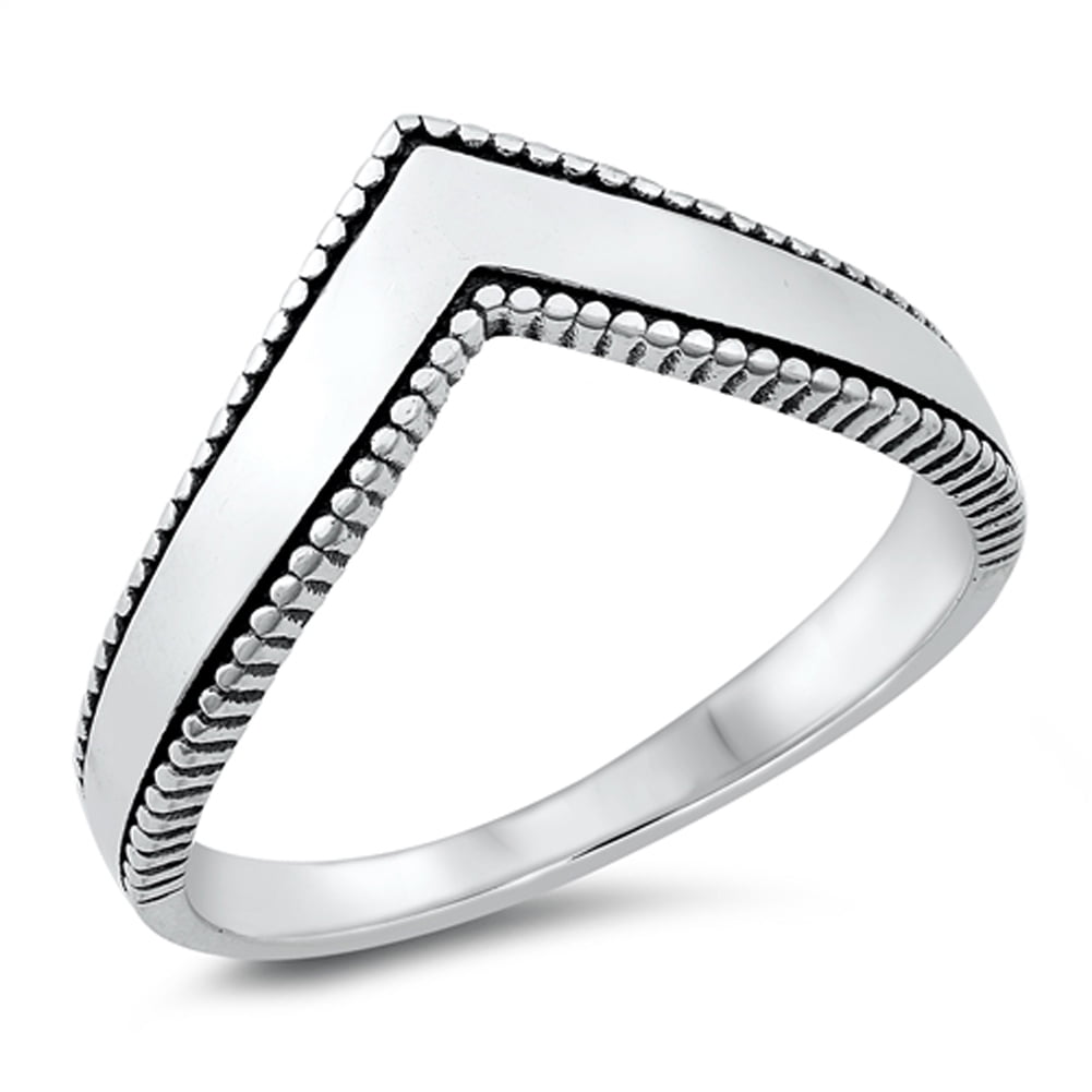 Chevron Set White CZ Stackable Thumb Ring .925 Sterling Silver Band Sizes 5-10 