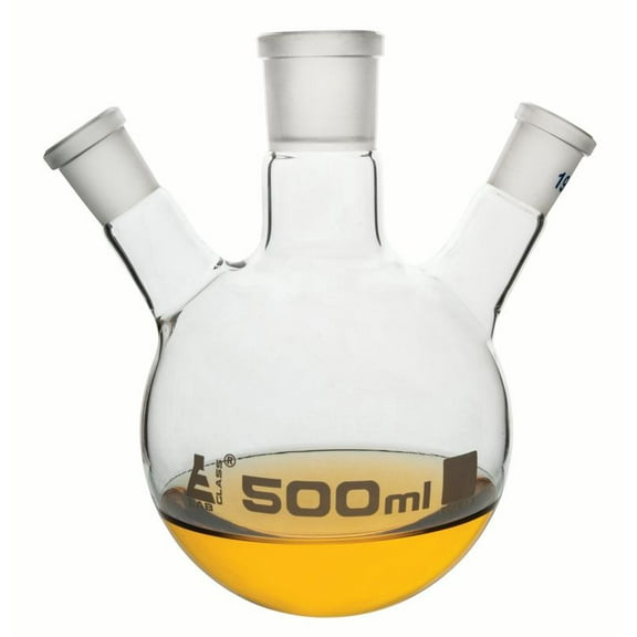 Distillation Flask with 3 Necks, 250ml Capacity, 24/29 Center Socket, 19/26 Side Sockets, Interchangeable Ground Joints, Borosilicate Glass - Eisco Labs