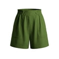 thumbnail image 5 of Kvture Shorts for Women Summer Casual Elastic High Waisted Wide Leg Cute Dressy Beach Shorts Vacation Beach Clothes Army Green S, 5 of 6