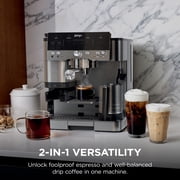 Ninja Luxe Café Premier Espresso Machine & Drip Coffee Maker, Rapid Cold Brew, Integrated Grinder, Assisted Tamper, Hands-Free Frother for Cappuccinos, Dairy or Non-Dairy, ES600 Stainless Steel