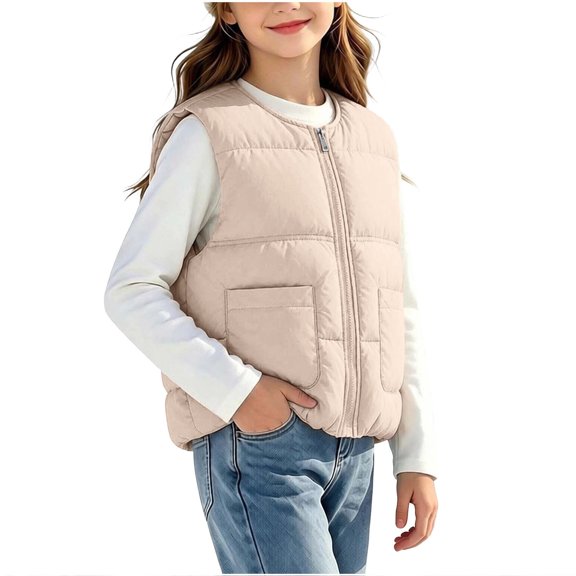 StSilkitty Puffer Vest for Boys Girls Zip up Sleeveless Crewneck Jacket Vests Fall Winter Lightweight Outdoor Warm Coats