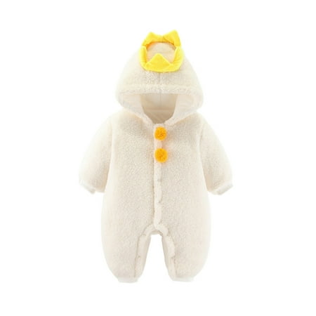 

Haite Baby One Piece Animal Print Winter Outwear Outfits Casual Buckle Hooded Jumpsuit Party Long Sleeve Thicken Onesies White 90cm