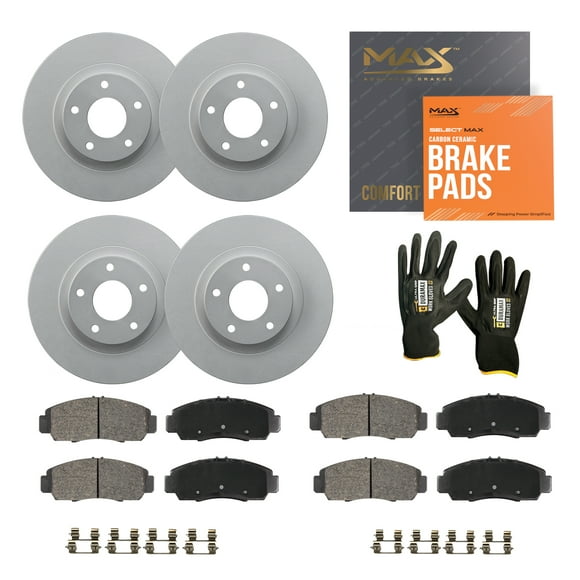 MAX Advanced Brakes - Brake Kit For 2010-2015 Chevy Camaro| Carbon Ceramic Brake Pad and Rotor Kit Front and Rear| Daily Driving Geomet Coated Brake Rotors