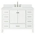 thumbnail image 2 of ARIEL Cambridge 48" White Bathroom Vanity, 1.5" Edge Carrara White Quartz Countertop & Splash, Rectangular Sink, 2 Soft Closing Doors, 9 Full Extension Dovetail Drawers, Brushed Nickel, 2 of 8
