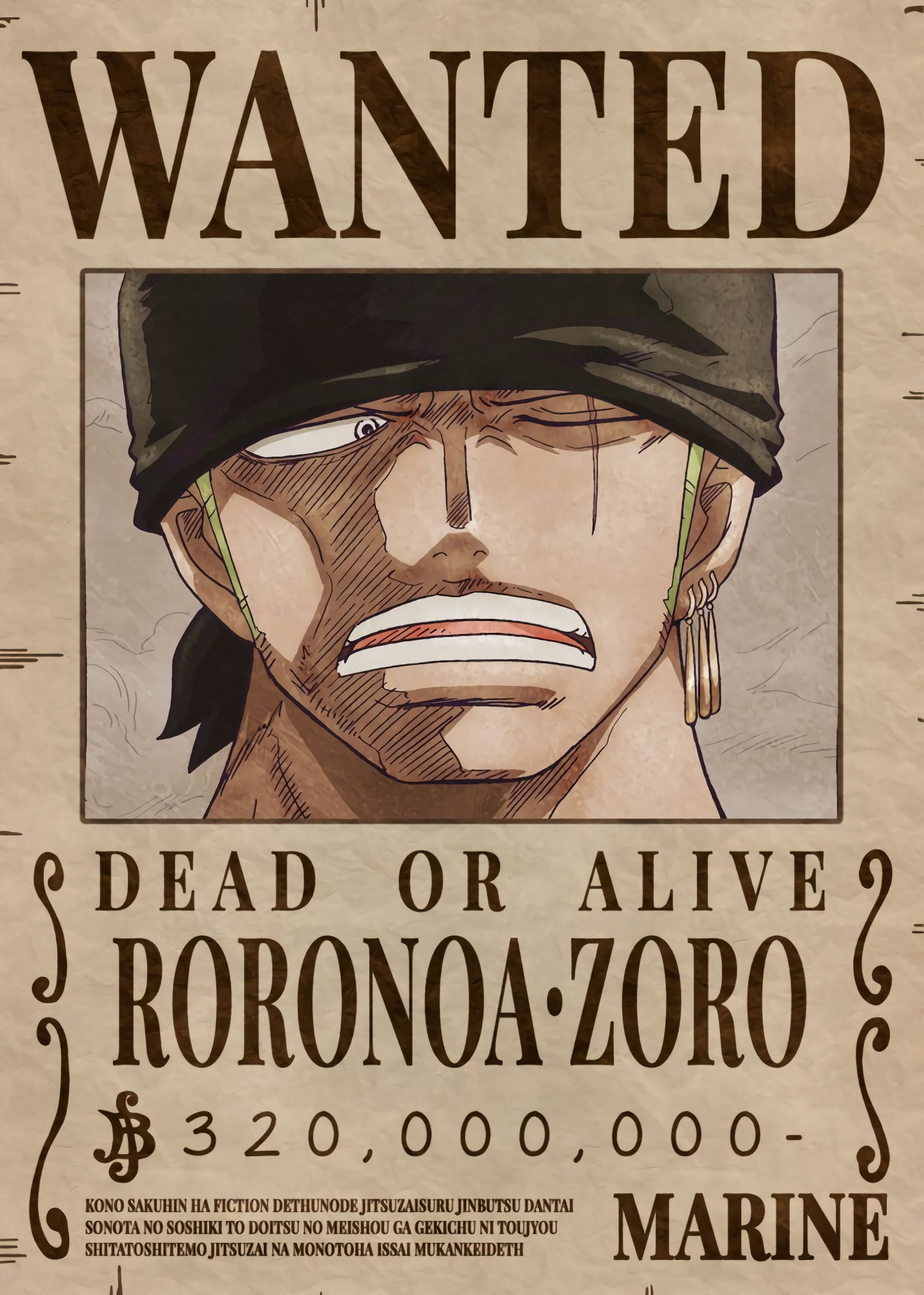 Poster One Piece Roronoa Zoro  Décoration One Piece – Boutique