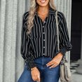 thumbnail image 2 of Camisas Para Mujer de Gran Tamaño de Moda Con Cuello Vuelto de Ocio de Manga Larga Con Estampado de Rayas Odeerbi ODB132963, 2 of 9