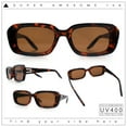 thumbnail image 2 of Womens Luxe Mod Fashion Rectangle Beveled Thick Plastic Sunglasses Tortoise - Brown, 2 of 8