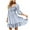 Sky Blue, variant on ICHUANYI Women's Square -Neck New Trending Casual Temperament Drawcord Hollow Open Back Lace-up 3/4 Bubble Sleeve Slim Elegant Dress Fashion Cloth 2024