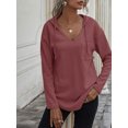 thumbnail image 2 of Arvbitana Women Loose Hooded Sweatshirt Solid Color Long Sleeve V-neck Hoodie Pullover Casual Hoodies Tops for Sport Streetwear, 2 of 7